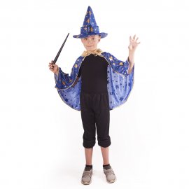 plášť modrý s kloboukem Čaroděj / Čarodějnice / Halloween