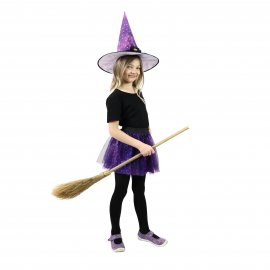 Dětský kostým tutu sukně čarodějnice s kloboukem